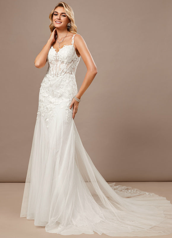 Robe Dentelle Sirène Tulle Floral