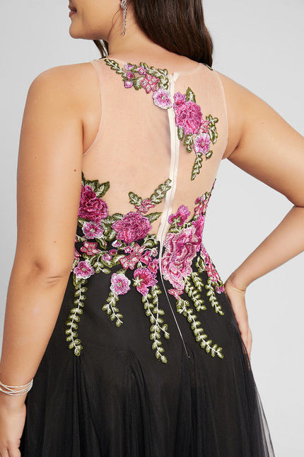 Robe Dentelle Tulle Noir Floral - gallery 8