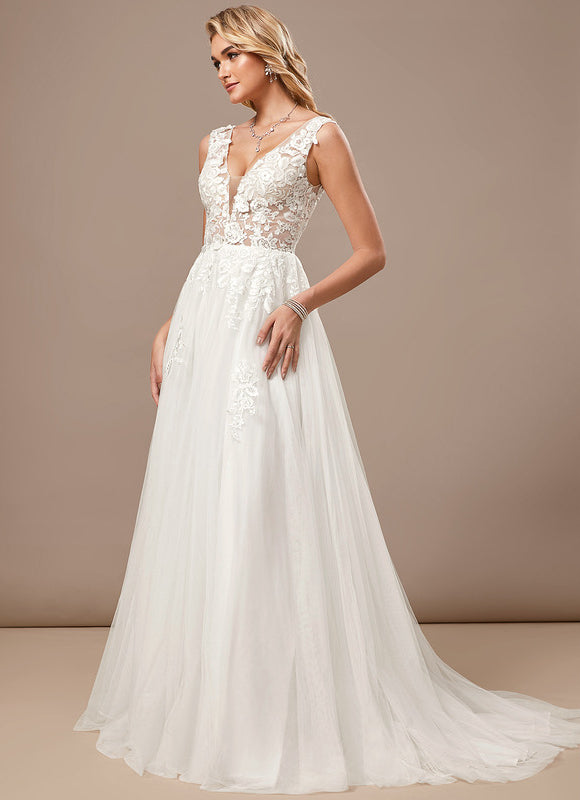 Robe De Mariee Fluide Et Dentelle - gallery 2