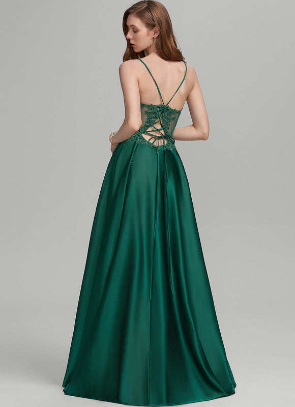 Robe Fendue Dentelle - gallery 1