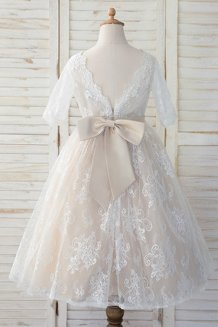 Robe Dentelle Tulle Blanc Festif - gallery 1