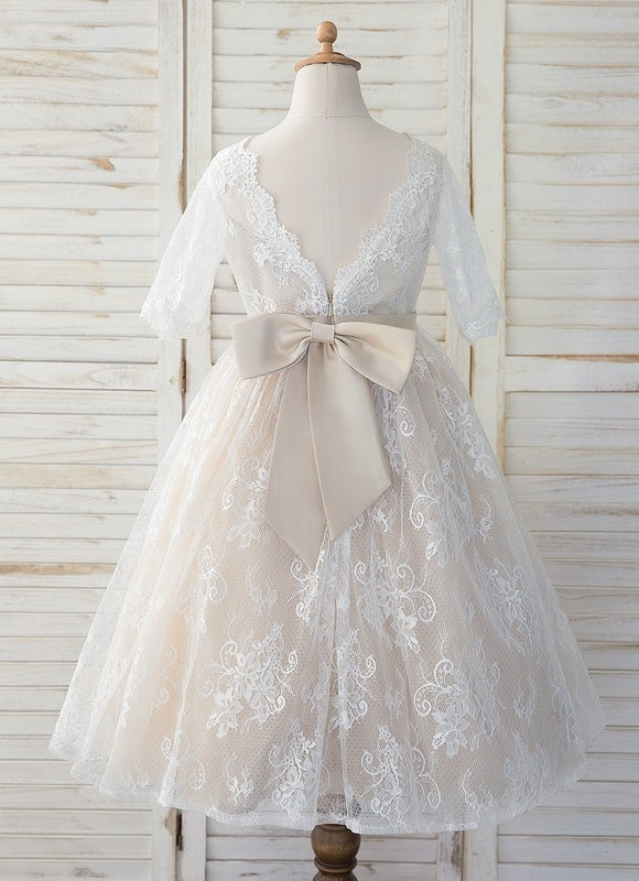 Robe Dentelle Tulle Blanc Festif - gallery 1