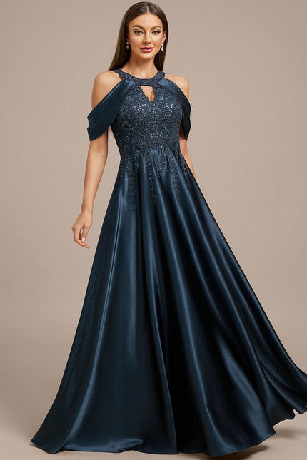 Robe Dentelle Satin Émeraude - gallery 5