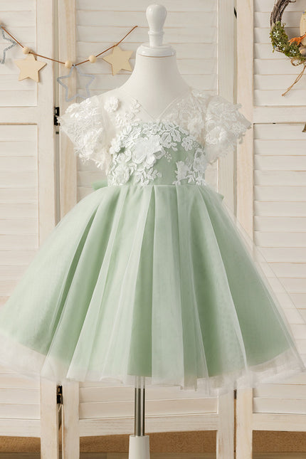 Robe Dentelle Tulle Vert Pâle - gallery 5