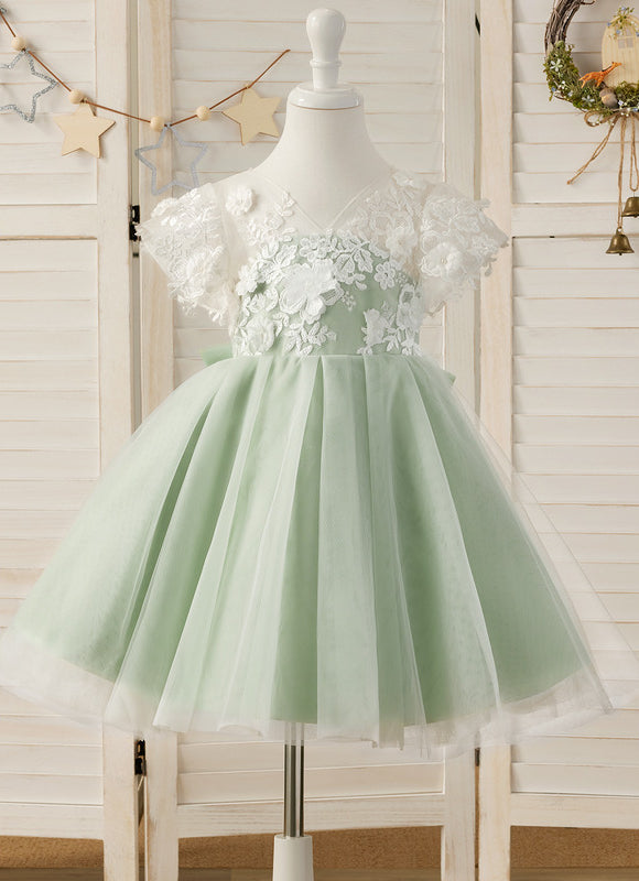Robe Dentelle Tulle Vert Pâle - gallery 5