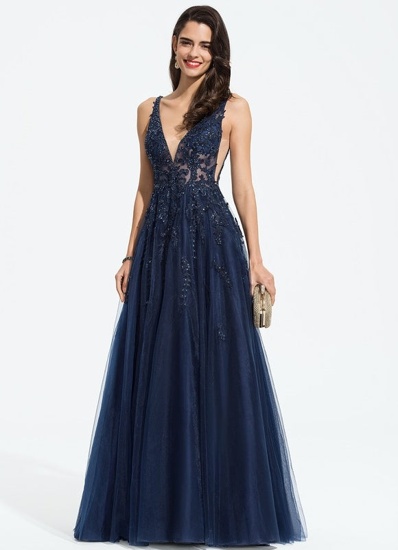 Robe Dentelle Soirée Bleu Nuit - gallery 3