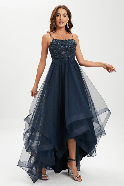 Robe Dentelle Asymétrique Scintillante - gallery 2