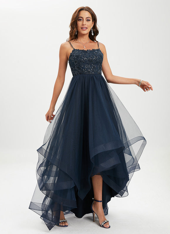 Robe Dentelle Asymétrique Scintillante - gallery 2