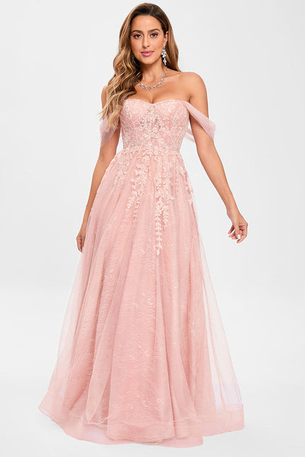 Robe Dentelle Tulle Rose - gallery 3