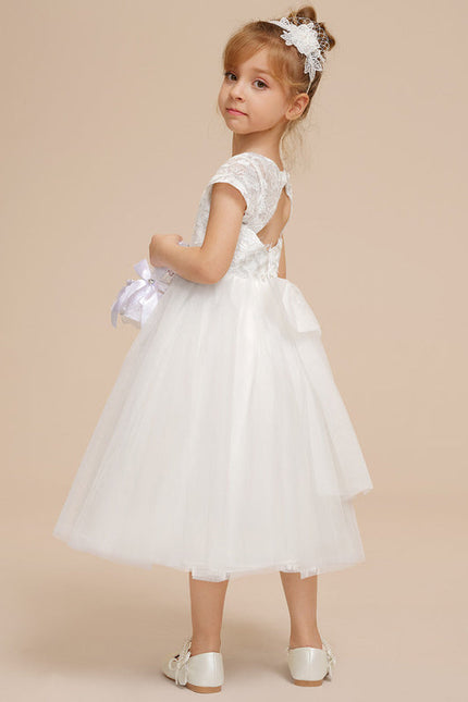 Robe Dentelle Tulle Blanc Festif - gallery 7