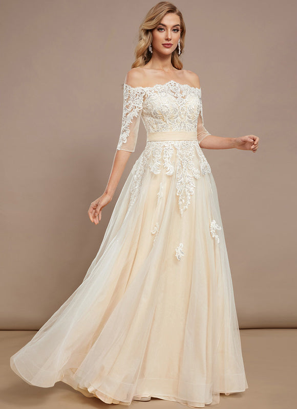 Robe Dentelle Princesse Tulle Ornée - gallery 1