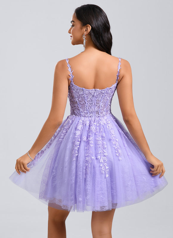 Robe Dentelle Courte Tulle Floral - gallery 6