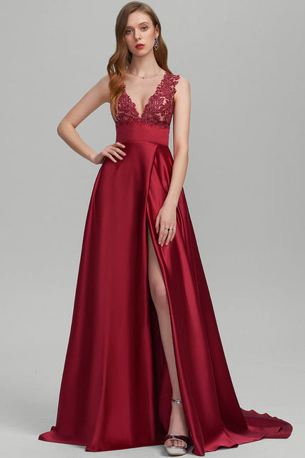 Robe Dentelle Satin Profond - gallery 3