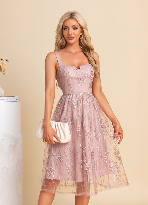 Robe Dentelle Rose Poudrée Mariage - gallery 5