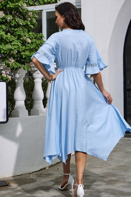 Robe Dentelle Bleue Fluide - gallery 1