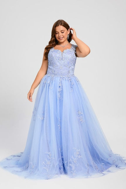 Robe Dentelle Bal Bleu Pastel - gallery 8