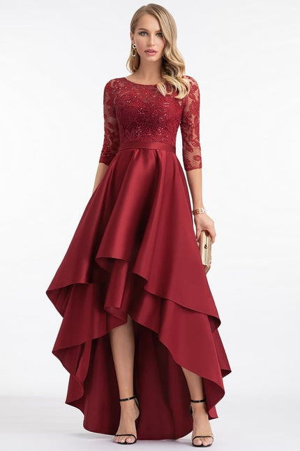 Robe De Soirée Longue Rouge Dentelle - gallery 3