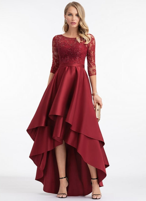 Robe De Soirée Longue Rouge Dentelle - gallery 3