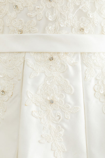 Robe Dentelle Nuptiale Asymétrique Satinée - gallery 1