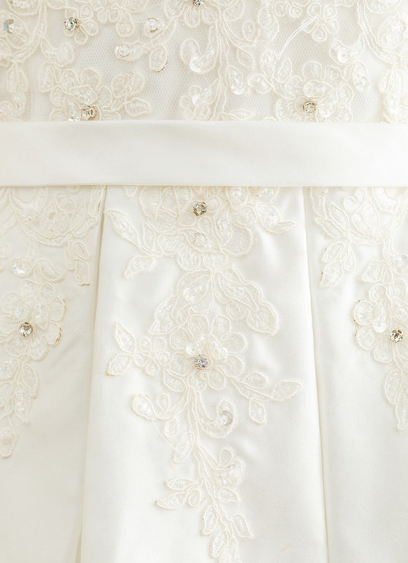 Robe Dentelle Nuptiale Asymétrique Satinée - gallery 1
