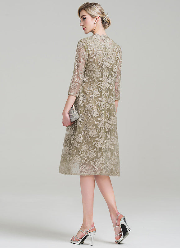 Robe Dentelle Dentelle Olive - gallery 4