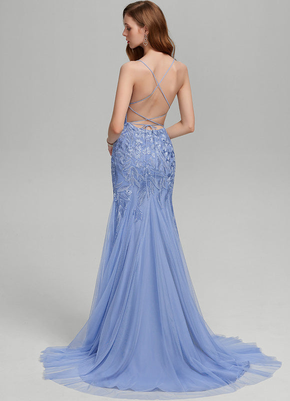 Robe Dentelle Bleu Pastel Élégante - gallery 1