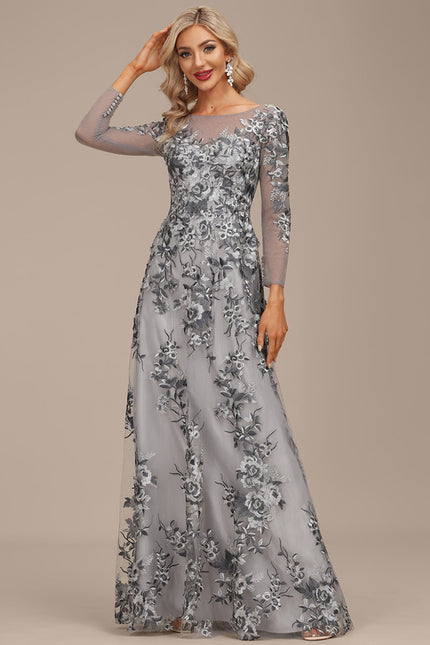 Robe Dentelle Florale Grise - gallery 6