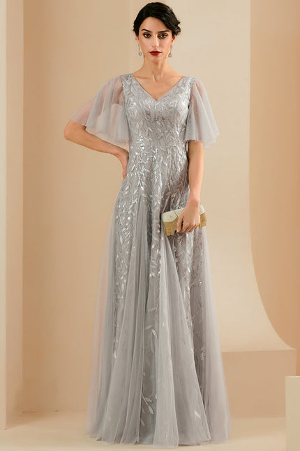 Robe Dentelle Vaporeuse Argentée - gallery 1