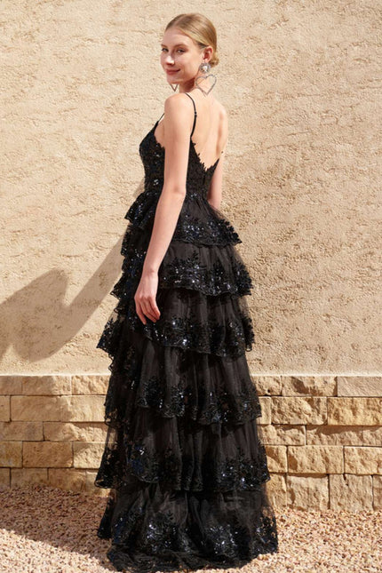 Robe Dentelle À Volants Scintillante - gallery 6