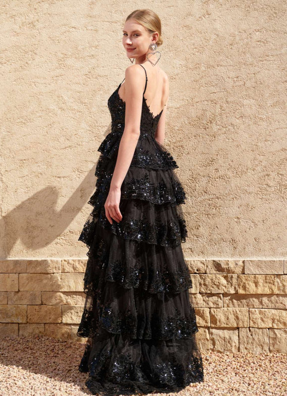 Robe Dentelle À Volants Scintillante - gallery 6