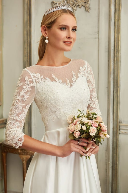 Robe Dentelle Asymétrique Satinée - gallery 1