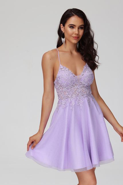 Robe Dentelle Tulle Lilas
