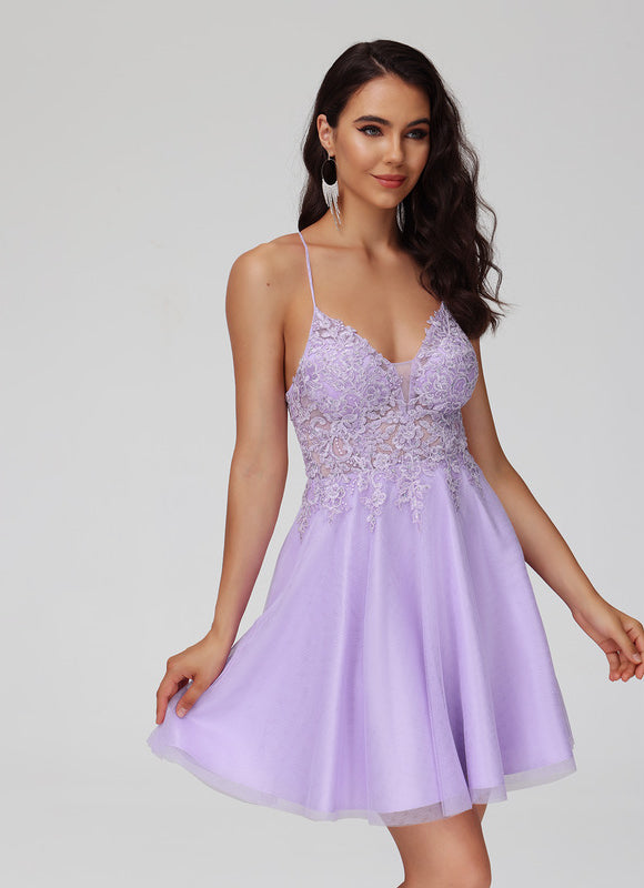 Robe Dentelle Tulle Lilas