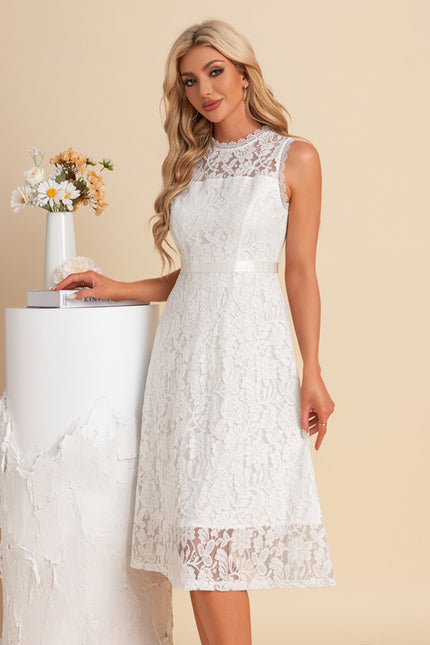Robe Blanche Dentelle Romantique - gallery 6