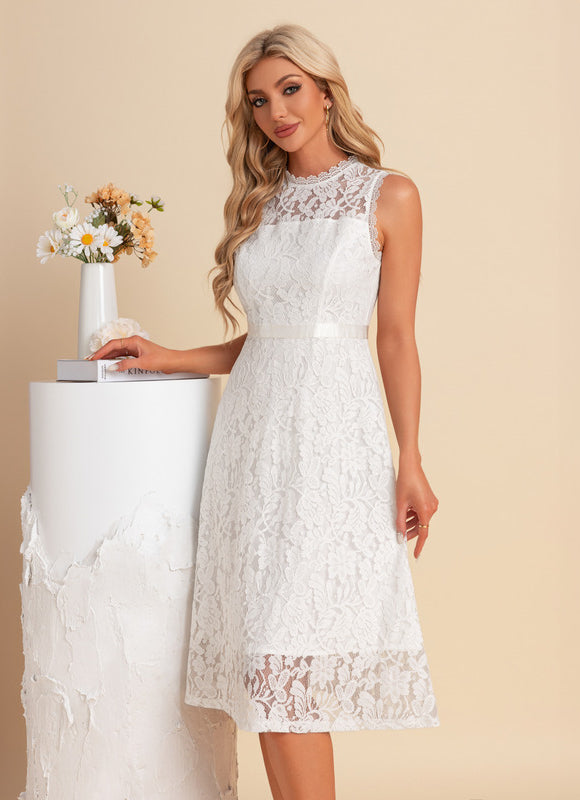 Robe Blanche Dentelle Romantique - gallery 6