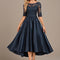 Robe Dentelle Satin Marine