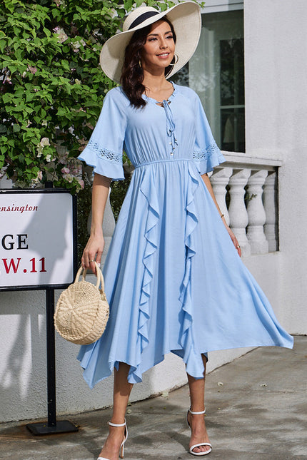 Robe Dentelle Bleue Fluide - gallery 3