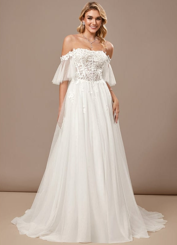 Robe Blanche Longue Dentelle Mariage - gallery 3