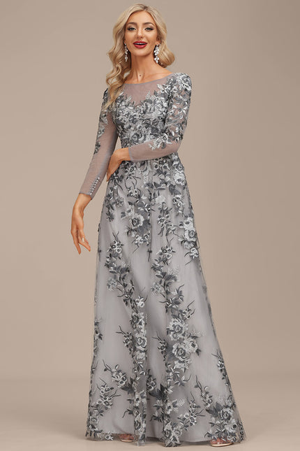 Robe Dentelle Florale Grise - gallery 5