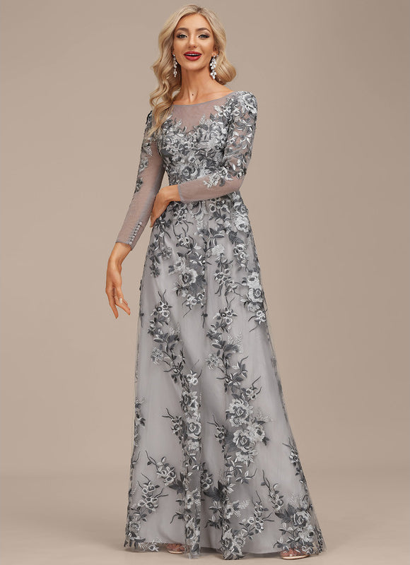 Robe Dentelle Florale Grise - gallery 5