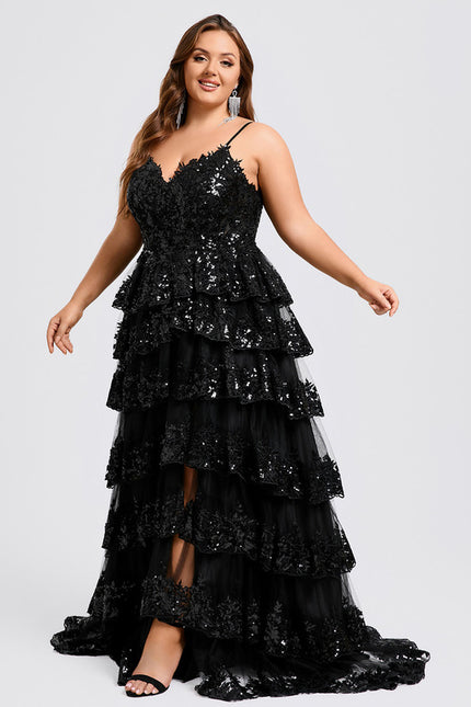 Robe Dentelle À Volants Scintillante - gallery 9