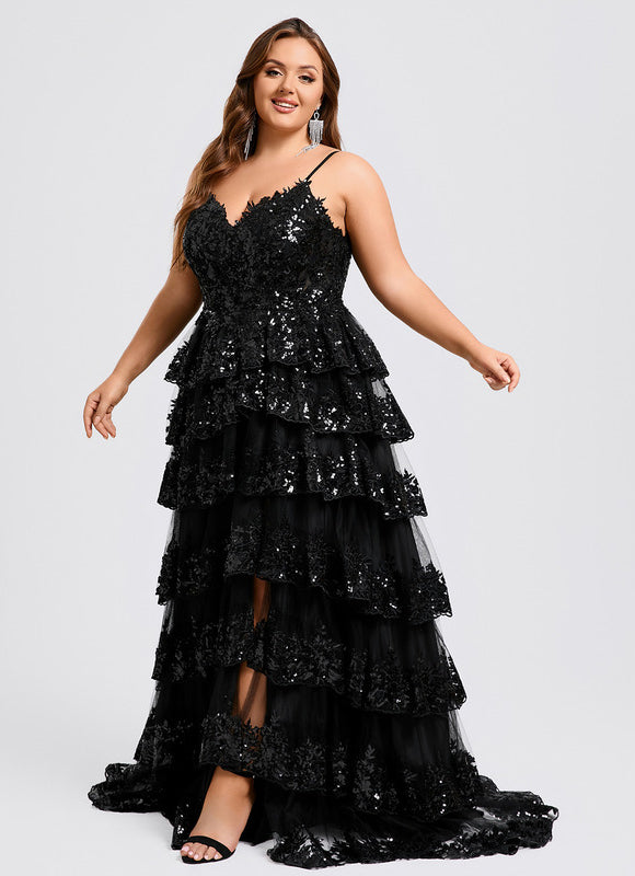 Robe Dentelle À Volants Scintillante - gallery 9