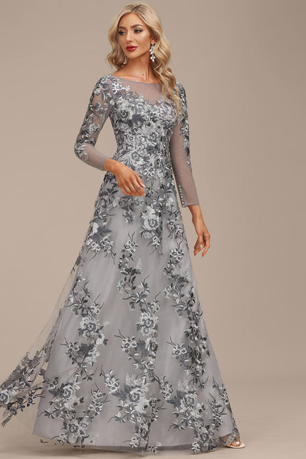 Robe Dentelle Florale Grise