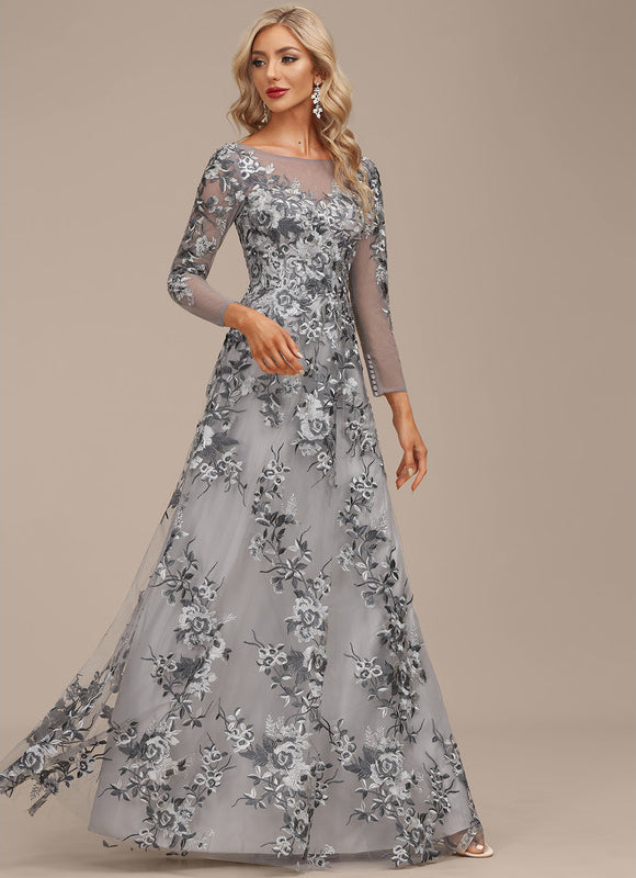 Robe Dentelle Florale Grise