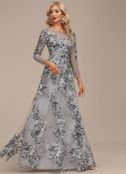 Robe Dentelle Florale Grise