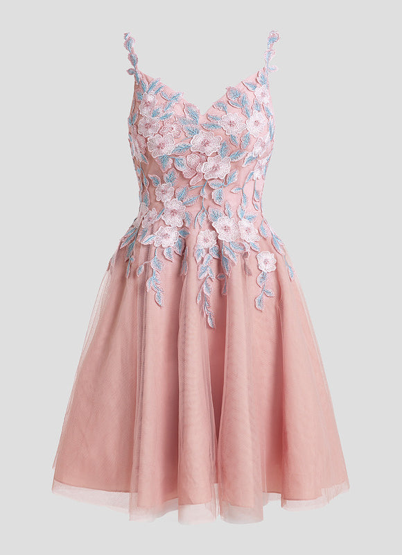 Robe Dentelle Courte Tulle Floral