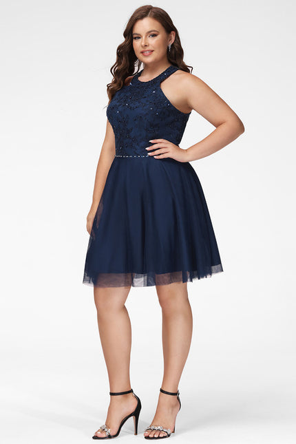 Robe Dentelle Tulle Navy - gallery 5