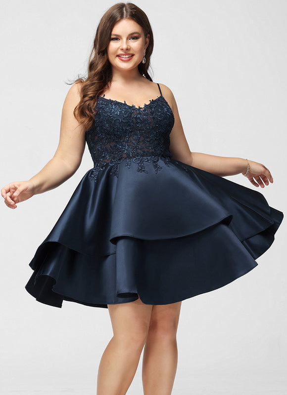 Robe Dentelle Satin À Volants - gallery 7