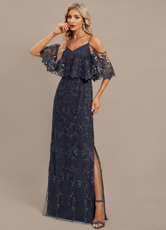 Robe Dentelle Marine Brodée - gallery 4