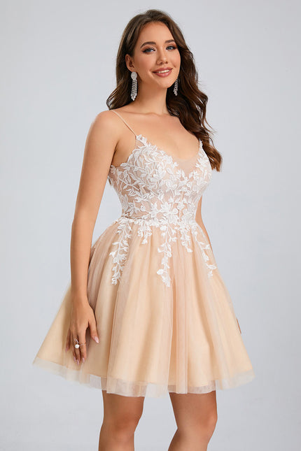 Robe Dentelle Courte Tulle Floral - gallery 2